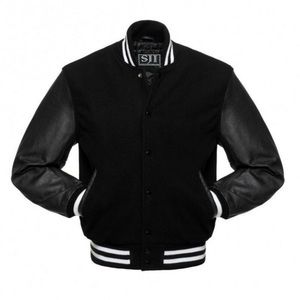 Men's Varsity Jacket Genuine Leather Sleeve With Premium Wool Letterman Baseball